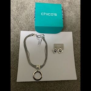 Chico’s silver Necklace and earring set